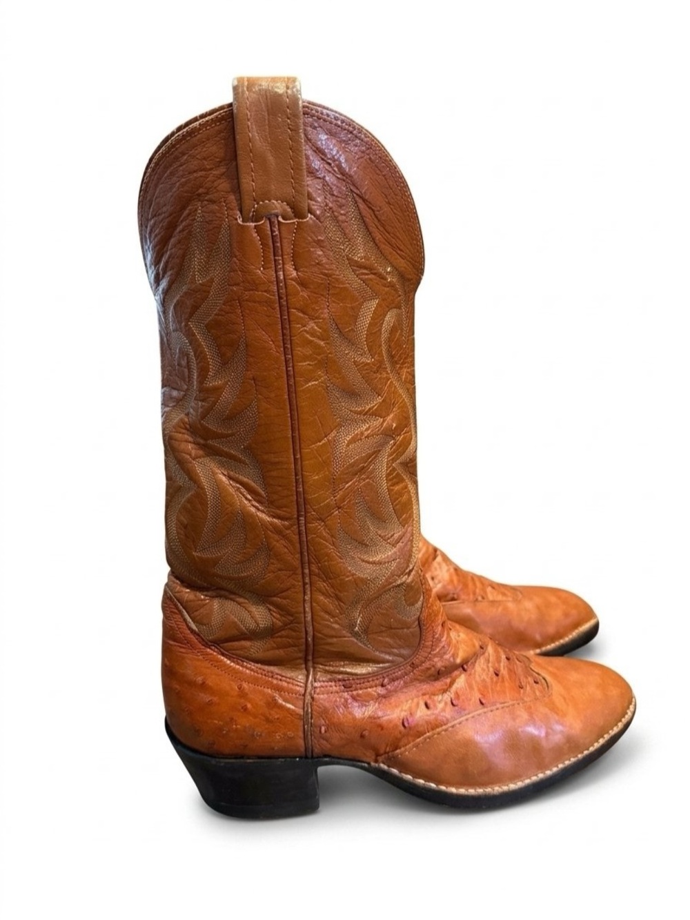 Nocona Butterscotch Tan Ostrich Cowboy Boots Size 9 D